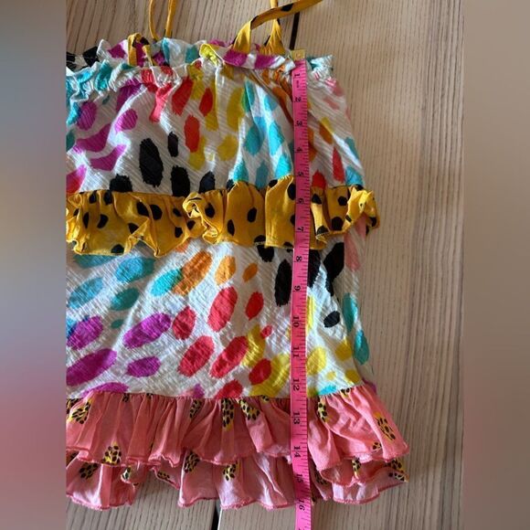 Anthropologie Conditions Apply Ruffle printed tiered abstract tie blouse - XS - Picture 7 of 9